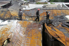 وقوع آتش سوزی در بازار همدان